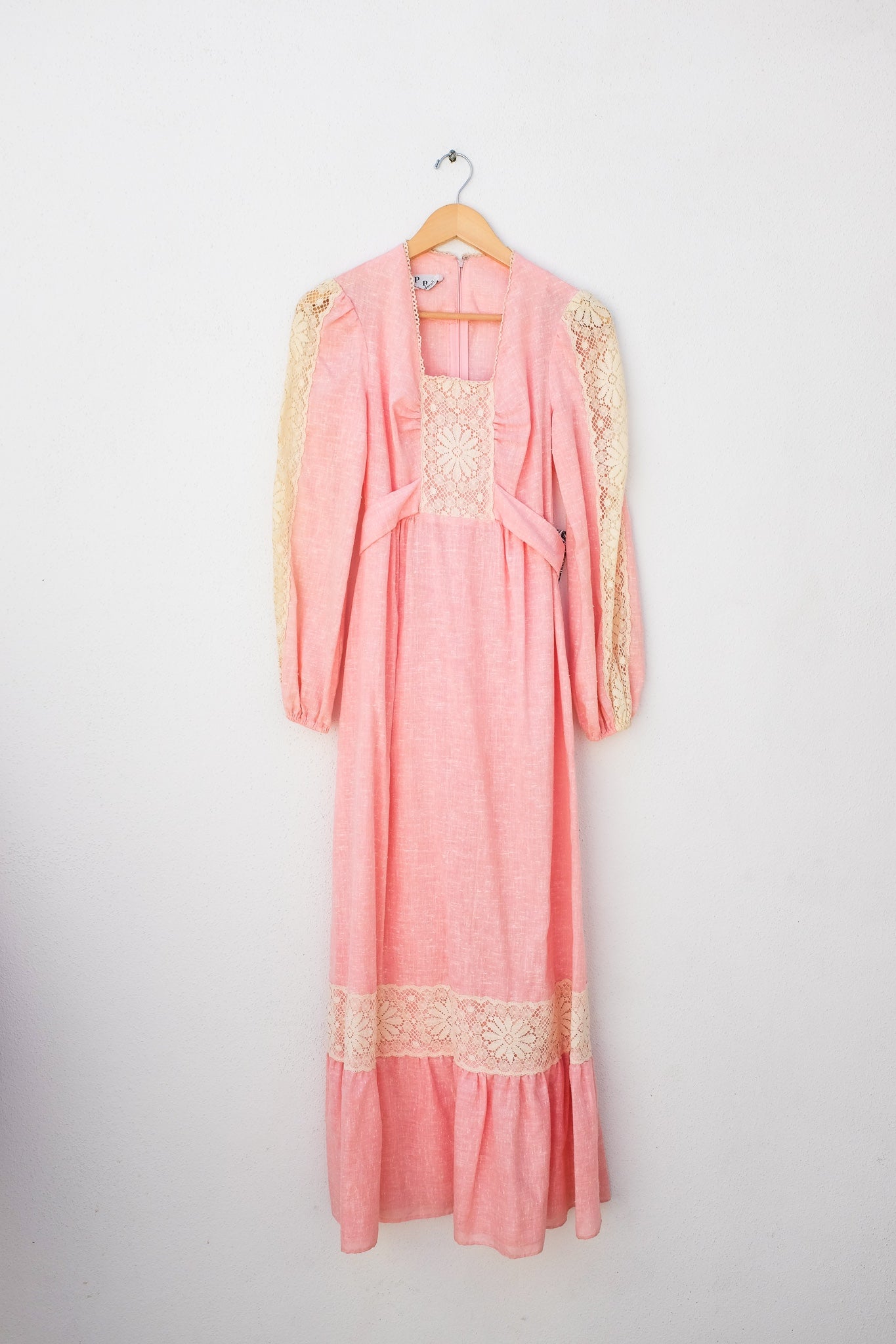 pink prairie dress Vintage prairie pink lace floral maxi dress small