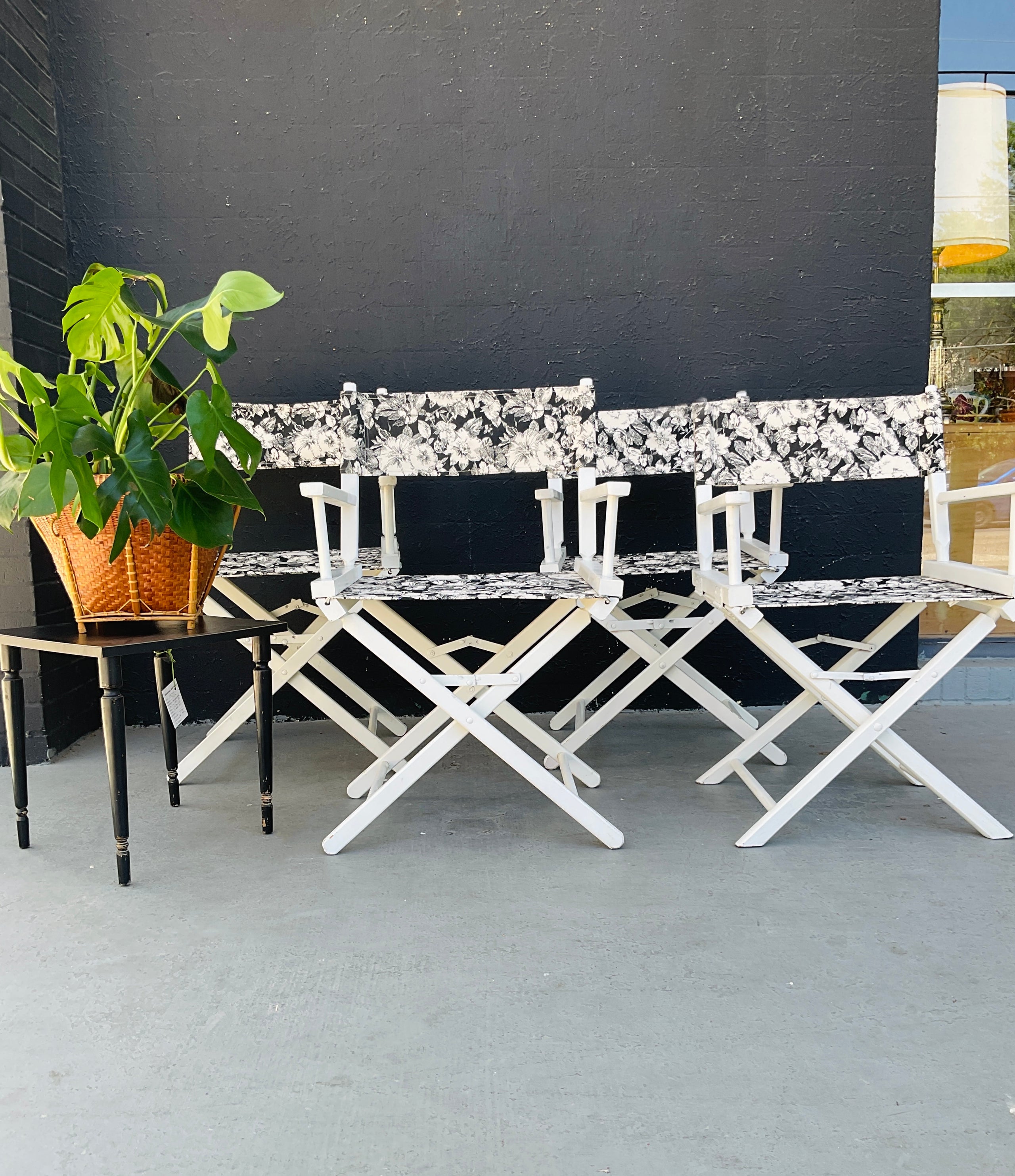 Black and White Floral Director's Chairs Revival Vintage