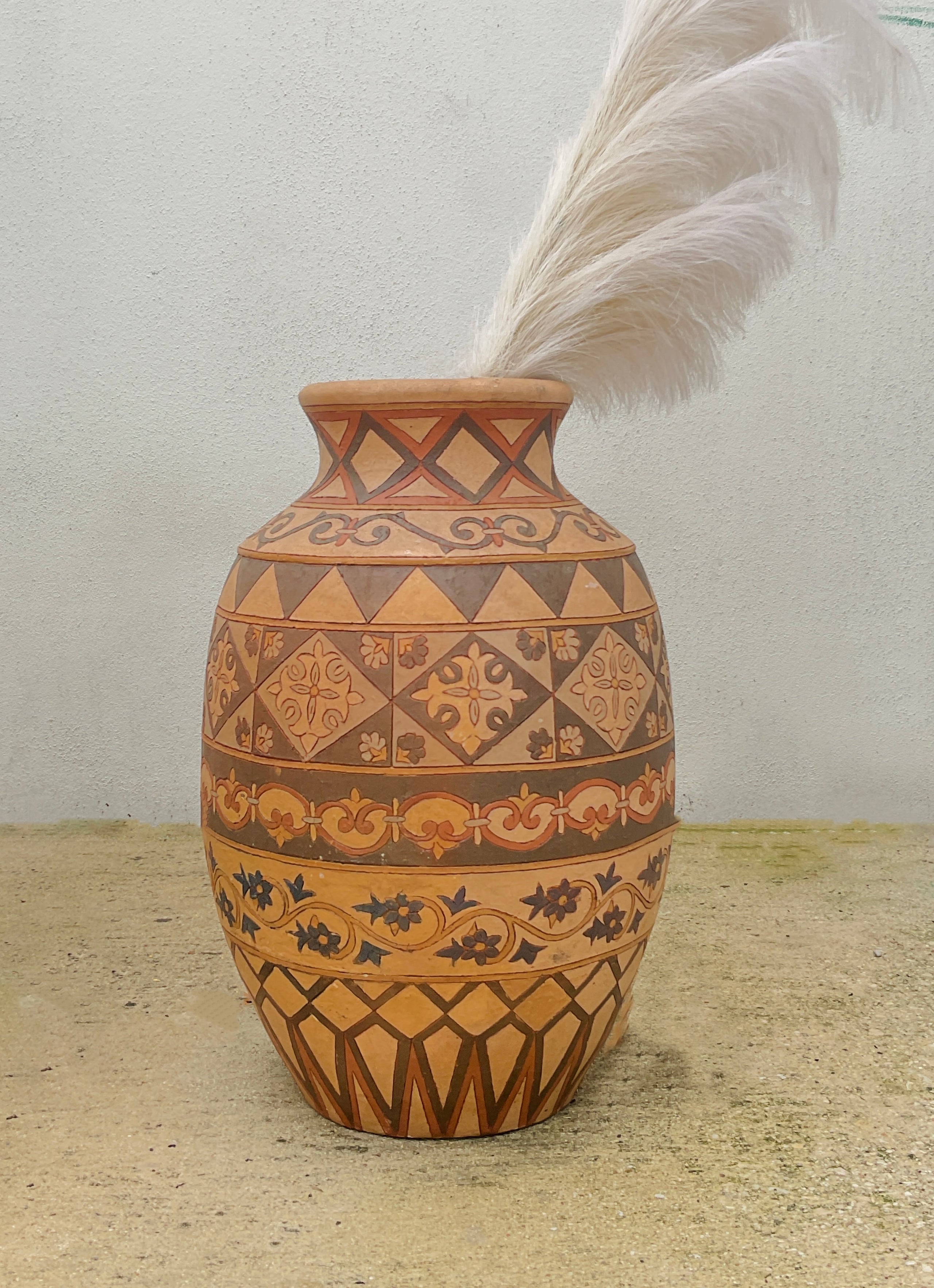 Pattern Terracotta Floor Vase | Revival Vintage